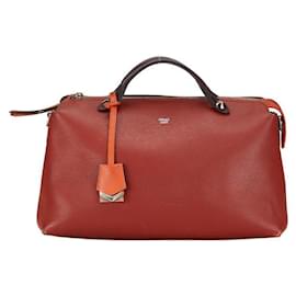 Fendi-Sac à main en cuir Fendi By The Way Studs 8BL125 en très bon état-Rouge