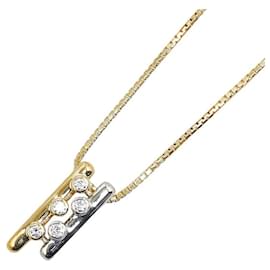 & Other Stories-LuxUness 18Collier pendentif diamant or k et platine Collier en métal en excellent état-Doré