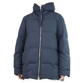 Jil Sander Navy blue hooded puffer jacket - size UK 10 Blue