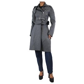 Alexander Mcqueen Grauer Bikermantel aus Wolle – Größe UK 4 Grau