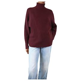 Gabriela Hearst-Kastanienbrauner gerippter Rollkragenpullover – Größe S-Bordeaux