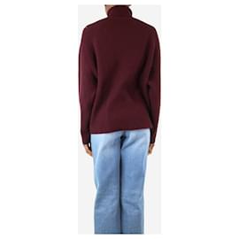 Gabriela Hearst-Kastanienbrauner gerippter Rollkragenpullover – Größe S-Bordeaux