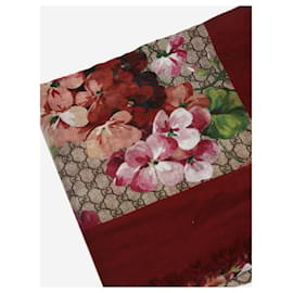 Gucci-Sciarpa floreale monogramma rosso-Rosso