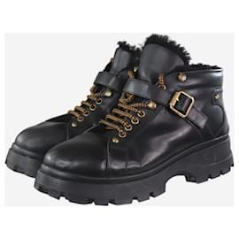 Miu Miu-Black leather snow boots - size EU 42 (UK 9)-Black