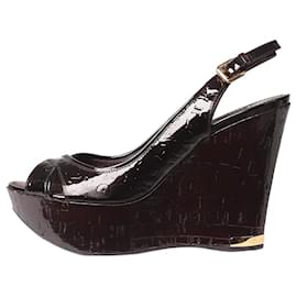 Louis Vuitton-Slingbacks compensés Monogram vernis bordeaux foncé - taille EU 38,5-Bordeaux