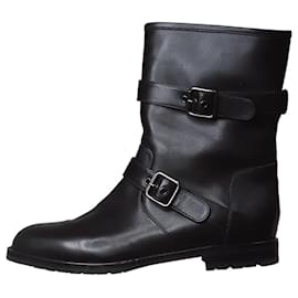 Manolo Blahnik-Black leather buckled boots - size EU 38.5-Black