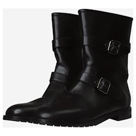 Manolo Blahnik-Boots à boucles en cuir noir - taille EU 38,5-Noir