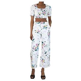 Alessandra Rich Ensemble top court et jean imprimé fleuri multi - taille S Multicolore