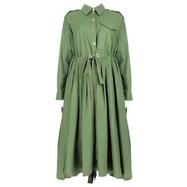 Robe militaire à taille froncée Alexander McQueen Vert
