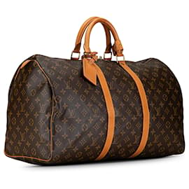 Louis Vuitton-Louis Vuitton Brown Monograma Keepall 50-Marrom