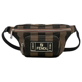 Fendi-Fendi Brown Pequin Belt Bag-Brown