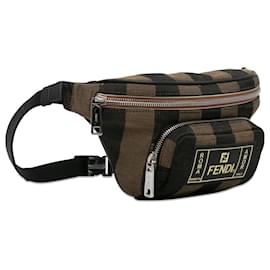 Fendi-Fendi Brown Pequin Belt Bag-Brown