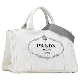 Prada-Sac à main Prada en denim gris Canapa avec logo-Gris