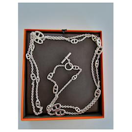 Hermès-FARANDOLE necklace 160 cm-Silvery
