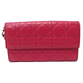 Christian Dior-NEW CHRISTIAN DIOR CONTINENTAL LADY S0264PCAL LEATHER WALLET-Pink
