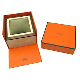 Hermès-HERMES BOX FOR CAPE COD ARCEAU HOUR H CLIPPER ORANGE WOOD WATCH BOX-Orange