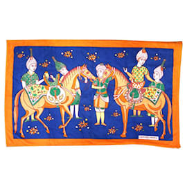 Hermès-HERMES INDIENS BEACH TOWEL ON HORSE BATH TOWEL 150 X 95 CM IN COTTON-Orange