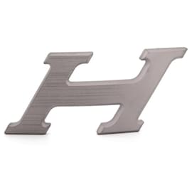 Hermès-NEW HERMES H SPEED PR LINK BELT BUCKLE 32MM PVD MATTE SILVER BELT BUCKLE-Silvery