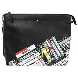 NEUF POCHETTE MONTBLANC MEISTERSTUCK SOFT GRAIN MIX TAPES CLUTCH MB123733 Marron