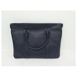 Montblanc-NEW MONTBLANC DOCUMENT HOLDER 118733 LEATHER BUSINESS BRIEFCASE BAG-Navy blue