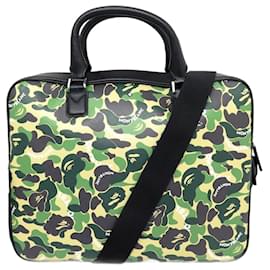 Montblanc-NEW MONTBLANC X BAPE BAG 125347 CAMOUFLAGE LEATHER DOCUMENT HOLDER BRIEFCASE-Green