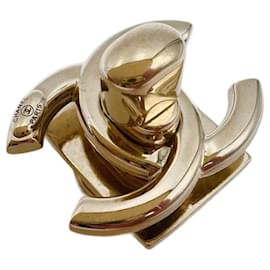 Chanel-CHANEL original CC turnlock shiny gold closure-Golden