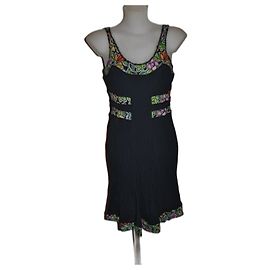 Blumarine black and patterned mini dress silk Black Multiple colors