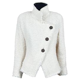 Chanel-Iconic Paris  Edinburgh CC Jewel Buttons Tweed Jacket-Cream