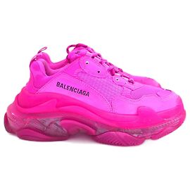 Baskets Balenciaga Triple S à semelle transparente rose fuchsia Rose