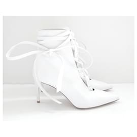 Miu Miu-Miu Miu Pre-Fall 2018 White Tie Up Ankle Boots-White