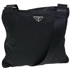 Bolsa de Ombro PRADA Nylon Preto Auth 72842 Preto