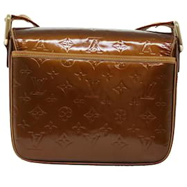Louis Vuitton-LOUIS VUITTON Monogramme Vernis Christie GM Sac à bandoulière Bronze M91107 Auth 71983-Bronze