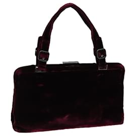 Prada-PRADA Hand Bag Velor Bordeaux Auth 72158-Other