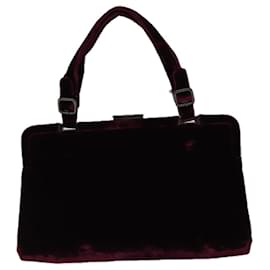 Prada-PRADA Hand Bag Velor Bordeaux Auth 72158-Other