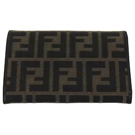 Fendi-FENDI Zucca Canvas Wallet Black Brown Auth yk12033-Brown,Black