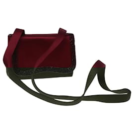 Chanel-CHANEL Shoulder Bag Satin Red CC Auth bs13944-Red