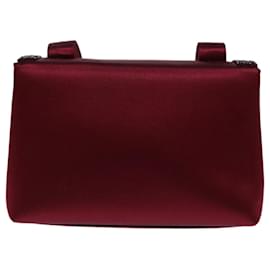 Chanel-CHANEL Shoulder Bag Satin Red CC Auth bs13944-Red