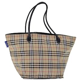 Autre Marque-Bolso tote Burberrys Nova Check Blue Label Nylon Beige Auth bs14028-Beige