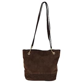 Autre Marque-BOTTEGA VENETA INTRECCIATO Shoulder Bag Suede Vintage Brown Auth 72873-Brown