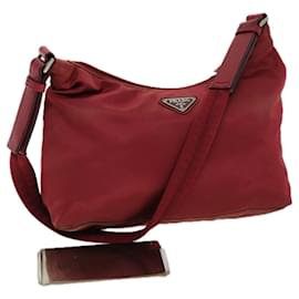 Prada-PRADA Shoulder Bag Nylon Red Auth 73100-Red
