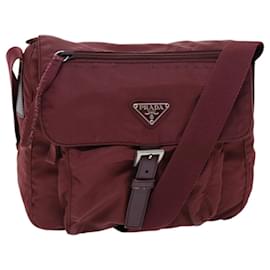 Prada-PRADA Shoulder Bag Nylon Red Auth bs14044-Red