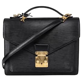 Louis Vuitton-Louis Vuitton Noir Epi Leather Monceau Handbag-Black