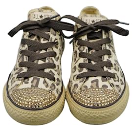 Converse-Sportschuhe mit Animal-Print-Beige