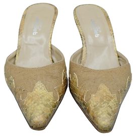 Autre Marque Jet Set Paris Beige Fabric Open Heels Beige