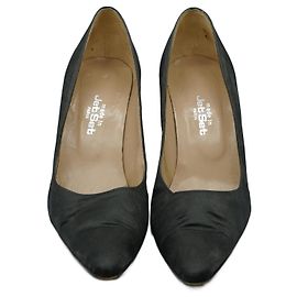 Autre Marque Jet Set Black Satin Pointed Toe High Heels Size 38 Black