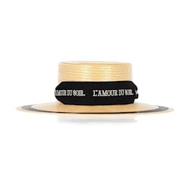 Gucci-Gucci L'Amour Du Soir Straw Wide Brim Hat in Beige Vegetable Fibre-Brown,Beige