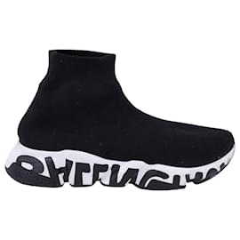 Balenciaga-Balenciaga Speed Graffiti Sneakers aus schwarzem Polyester-Schwarz