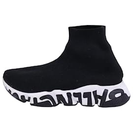 Balenciaga-Balenciaga Speed Graffiti Sneakers in Black Polyester-Black