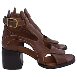 Chloé-Chloé  Gaile Cut-Out Sandals in Brown Leather-Brown