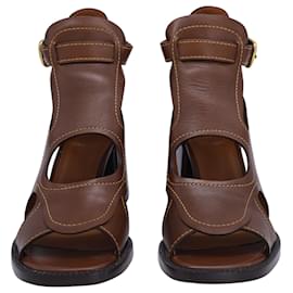 Chloé-Chloé  Gaile Cut-Out Sandals in Brown Leather-Brown